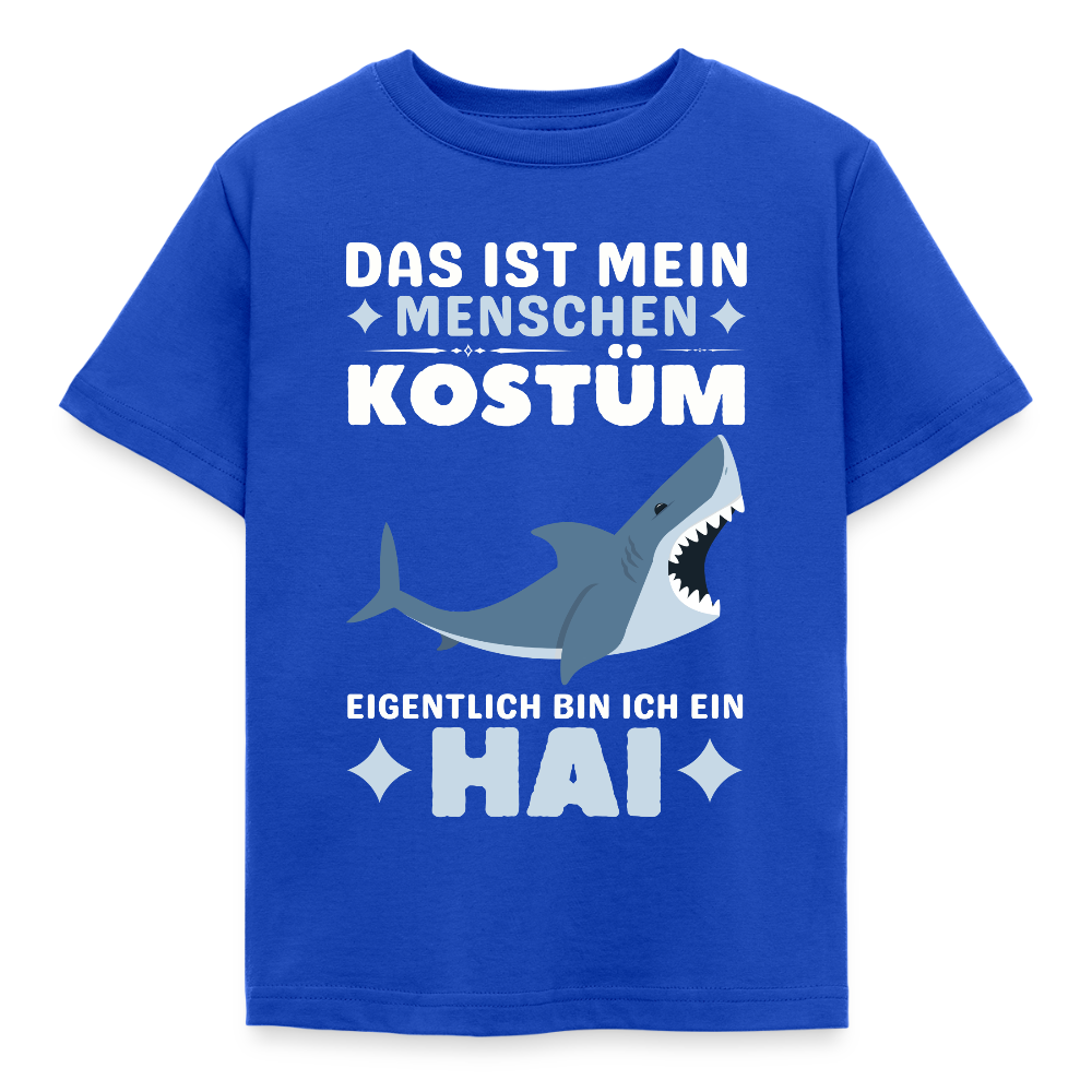 Kinder T-Shirt "Das ist mein Menschen Kostüm, eigentlich bin ich ein Hai" - Royalblau