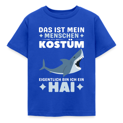 Kinder T-Shirt "Das ist mein Menschen Kostüm, eigentlich bin ich ein Hai" - Royalblau