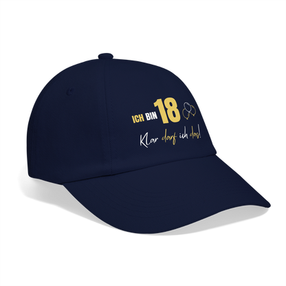 Baseballkappe "Ich bin 18 - Klar darf ich das!" - Blau/Blau