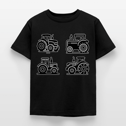 Kinder T-Shirt "4 minimalistische Traktoren" - Schwarz