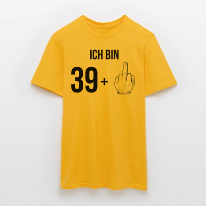 Männer T-Shirt "Ich bin 39 plus Mittelfinger" - Gelb