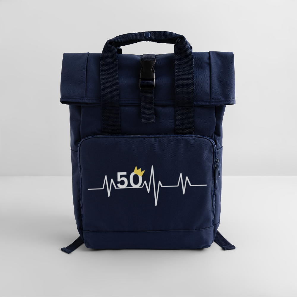 Rolltop Rucksack "50 mit gelber Krone" - Navy