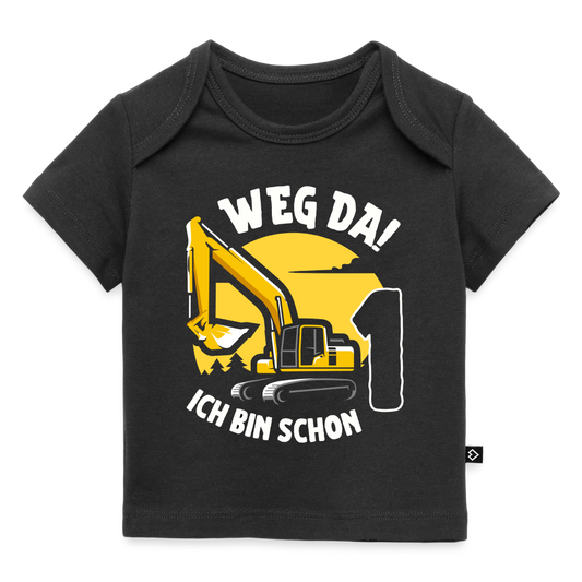 Baby Bio-T-Shirt "Weg da! Ich bin schon 1" (Bagger) - Schwarz