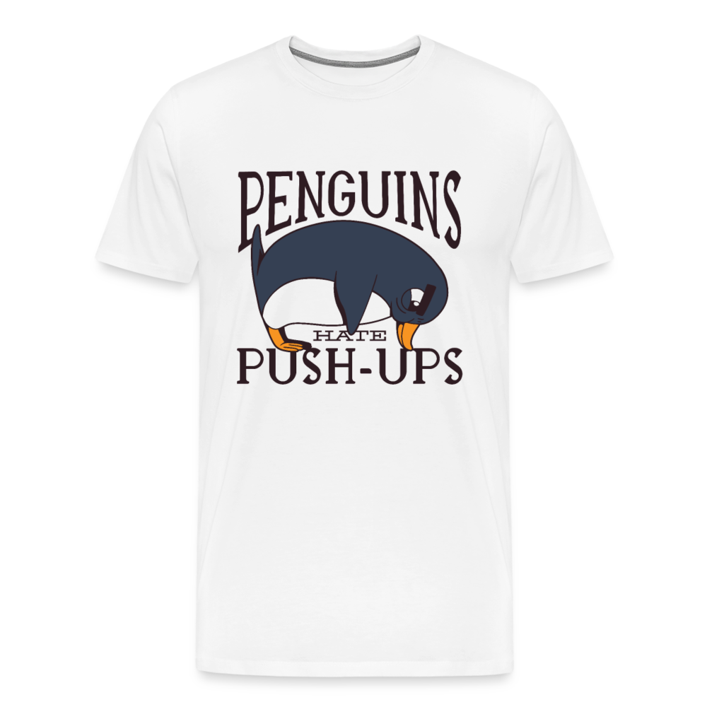 Männer Premium T-Shirt "Penguins hate Push-Ups" - Weiß