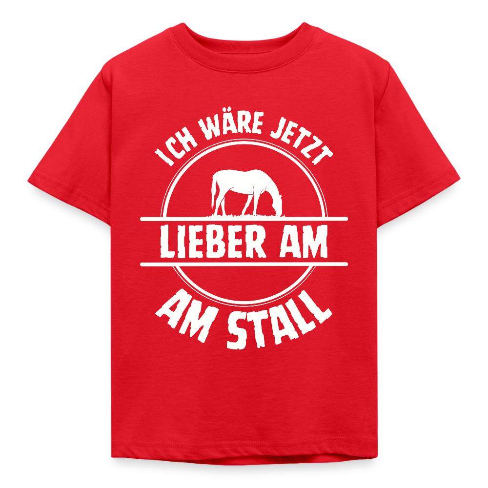 Kinder T-Shirt "Ich wäre jetzt lieber am Stall" - Rot