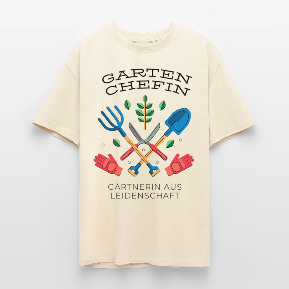 Oversize T-Shirt "Garten Chefin" - Creme