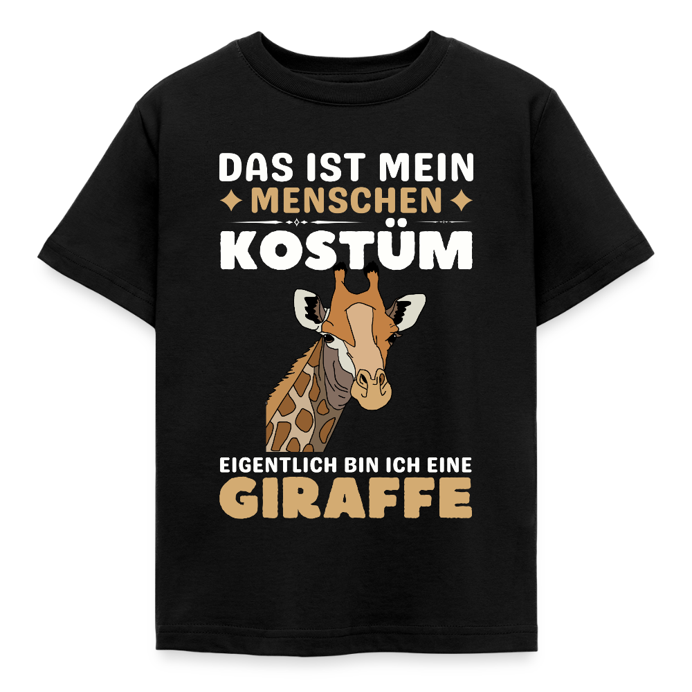 Kinder T-Shirt "Das ist mein Menschen Kostüm, eigentlich bin ich eine Giraffe" - Schwarz