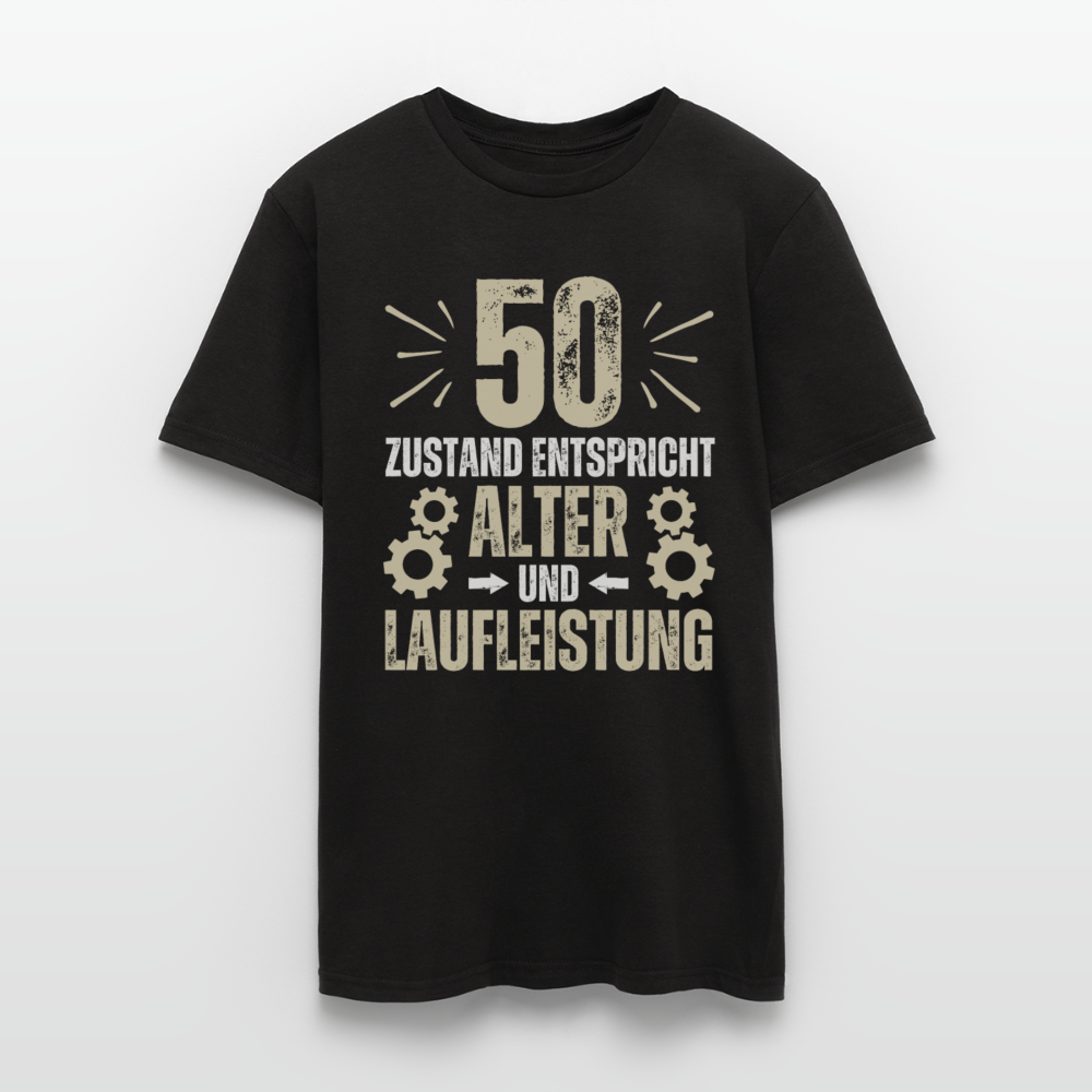 Männer T-Shirt "50 - Zustand entspricht Alter und Laufleistung" - Schwarz