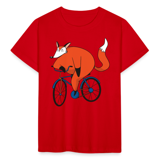 Kinder T-Shirt "Fuchs mit Fahrrad" - Rot