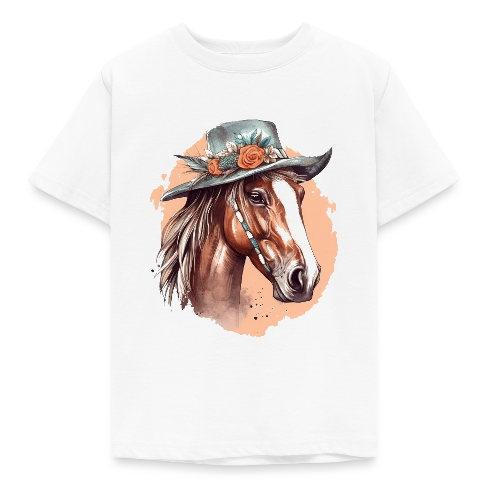 Kinder T-Shirt "Pferd mit wunderschönem Hut" - Weiß