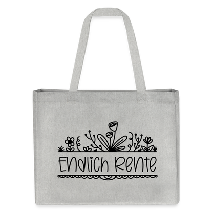 Einkaufstasche "Endlich Rente" (Blumenmotiv) - Grau meliert
