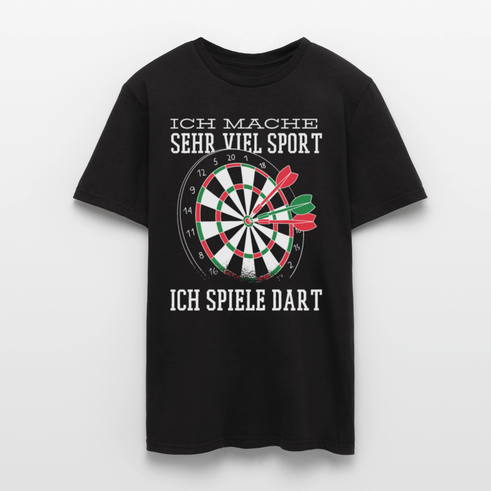 Männer T-Shirt "Ich mache sehr viel Sport - Ich spiele Dart" - Schwarz