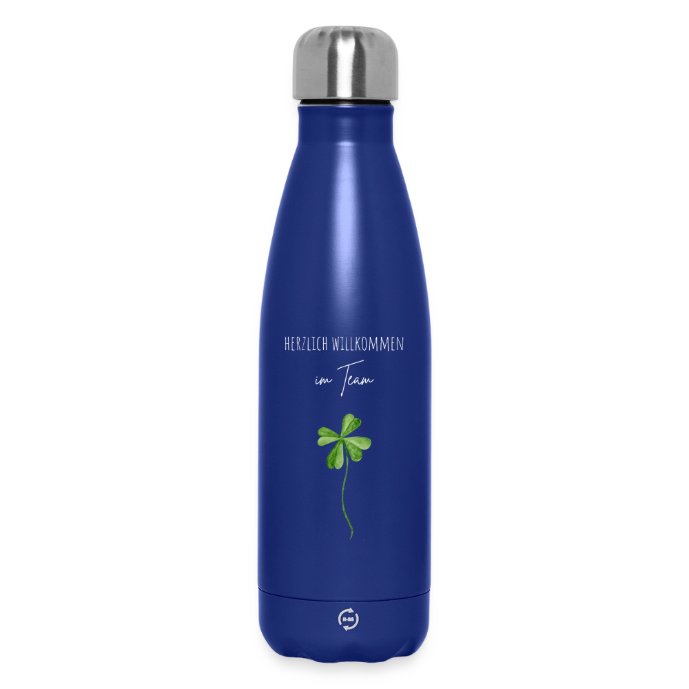 Thermosflasche "Herzlich willkommen im Team" (minimalistisch) - Dunkelblau 