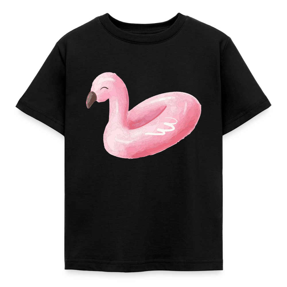 Kinder T-Shirt "Flamingo-Wasserreifen" - Schwarz