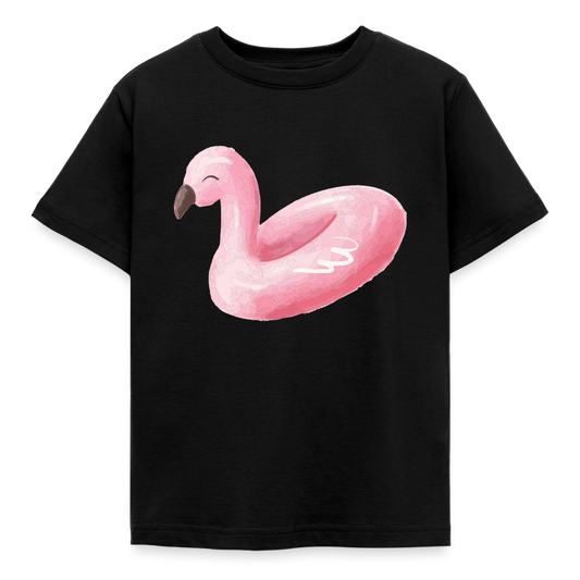 Kinder T-Shirt "Flamingo-Wasserreifen" - Schwarz