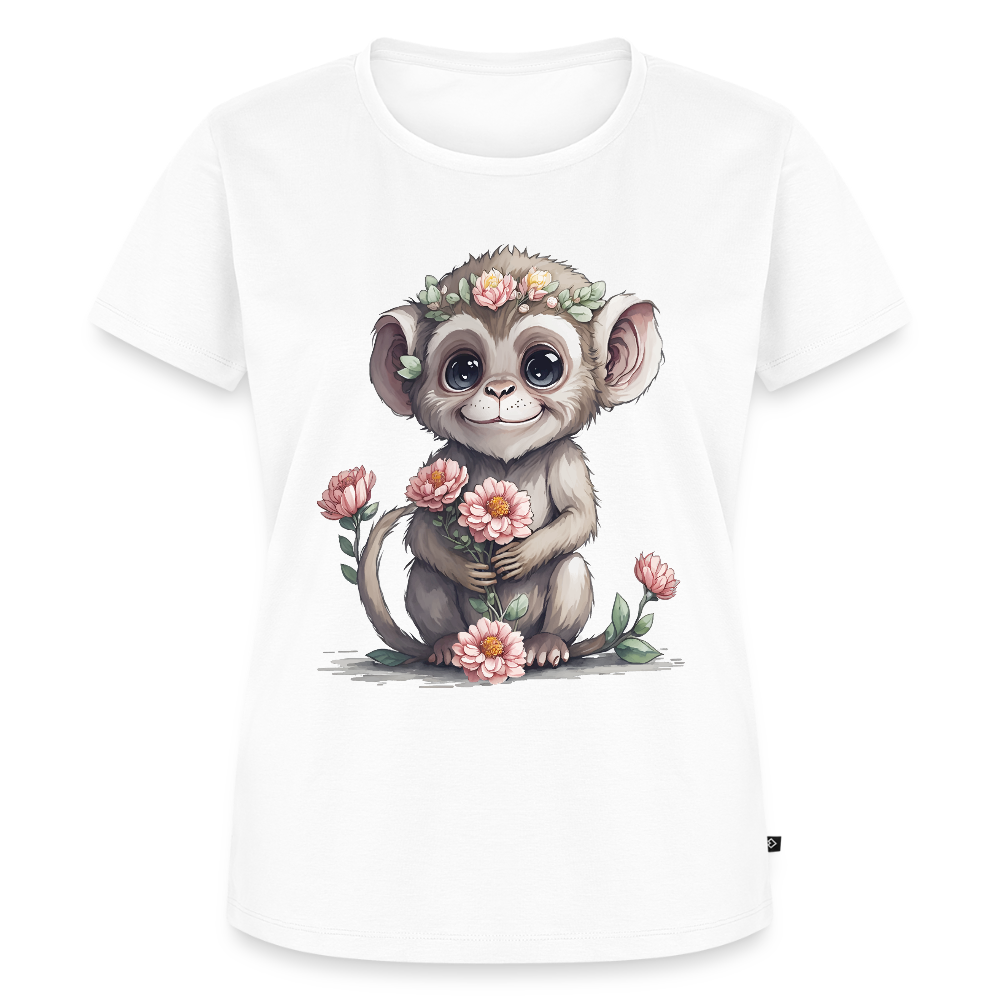 Frauen Bio T-Shirt "Glücklicher Affe" - Weiß