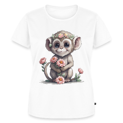 Frauen Bio T-Shirt "Glücklicher Affe" - Weiß