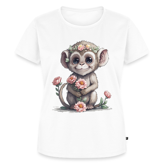 Frauen Bio T-Shirt "Glücklicher Affe" - Weiß