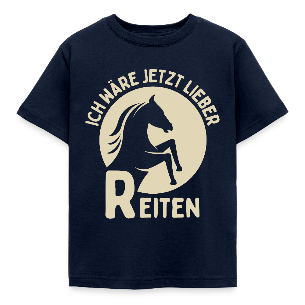 Kinder T-Shirt "Ich wäre jetzt lieber Reiten" - Navy