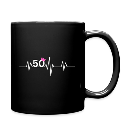 Tasse "50 mit rosa Krone" - Schwarz