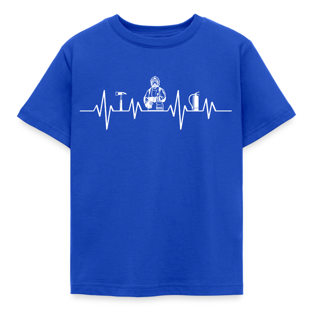 Kinder T-Shirt "Herzschlag Feuerwehrmotiv" - Royalblau