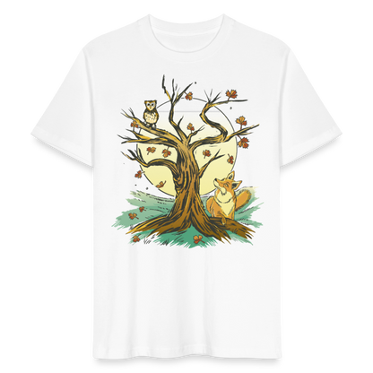 Unisex Bio-T-Shirt "Fuchs und Eule" - Weiß