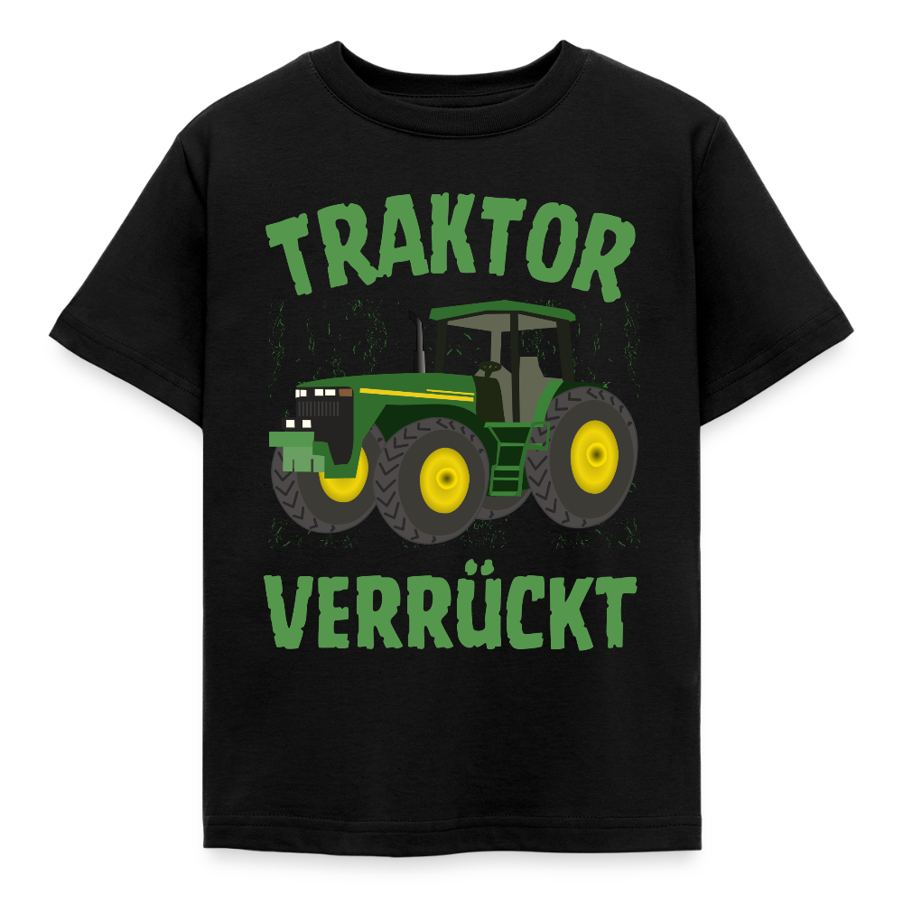 Kinder T-Shirt "Traktor verrückt" - Schwarz