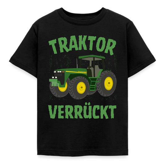 Kinder T-Shirt "Traktor verrückt" - Schwarz