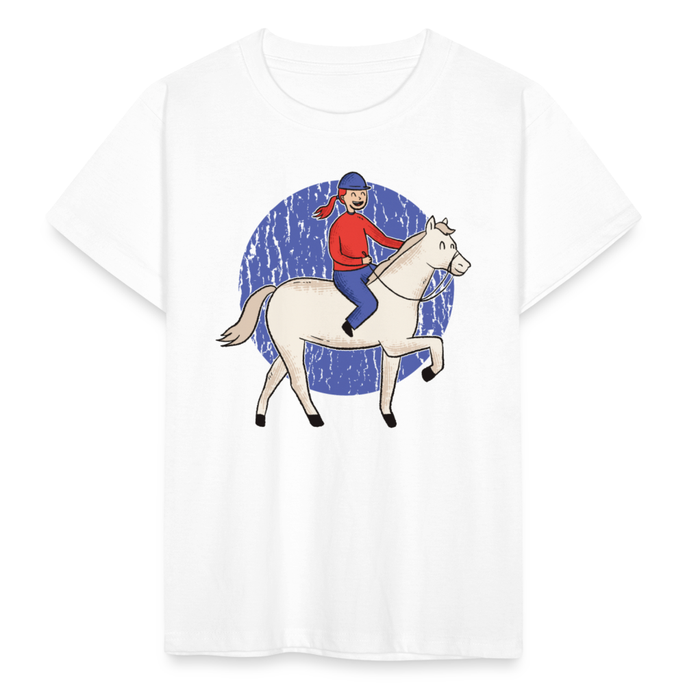 Kinder T-Shirt "Mädchen mit Pferd" - Weiß