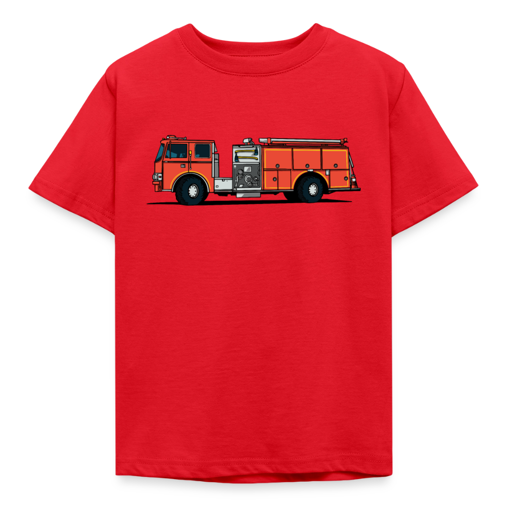 Kinder T-Shirt "Cooles Feuerwehr-Auto" - Rot