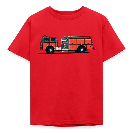 Kinder T-Shirt "Cooles Feuerwehr-Auto" - Rot