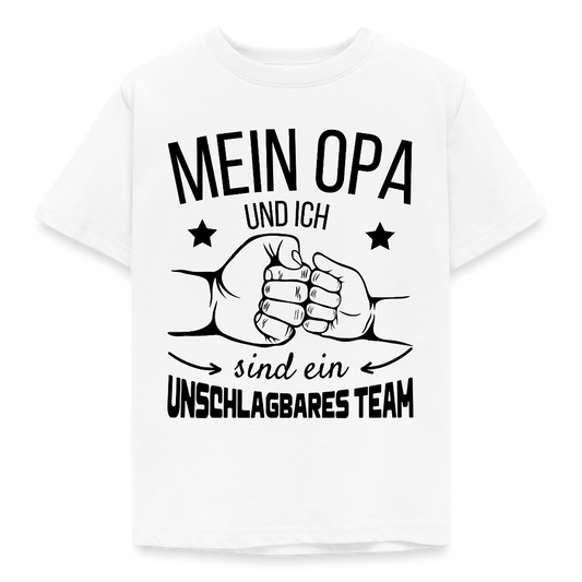 Kinder T-Shirt "Mein Opa und ich sind ein unschlagbares Team" - Weiß