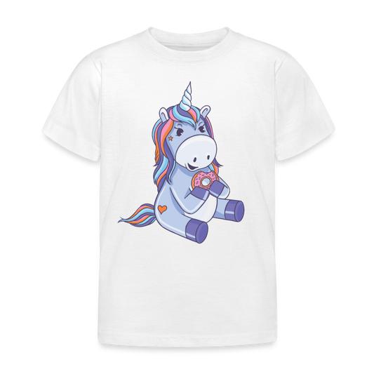 Kinder T-Shirt "Einhorn mit Donut" - Weiß