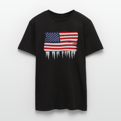 Männer T-Shirt "USA Flagge mit Eiszapfen" - Schwarz