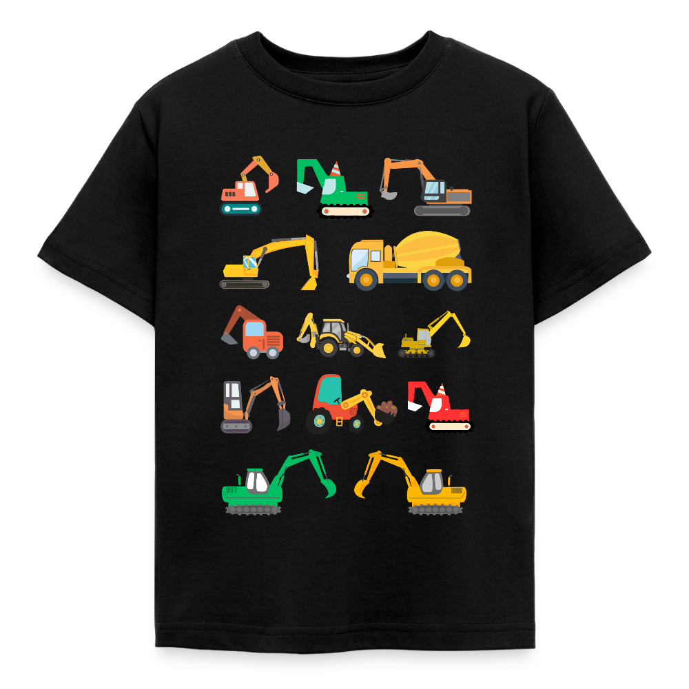 Kinder T-Shirt "Viele Bagger" - Schwarz