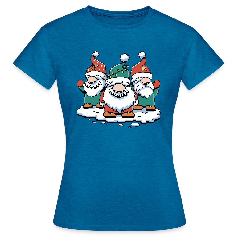 Frauen T-Shirt "Lustige Weihnachtswichtel" - Antikblaues Saphir meliert