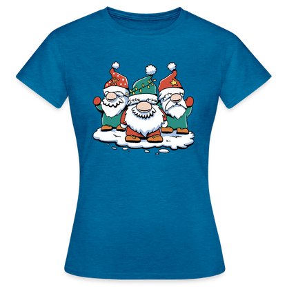 Frauen T-Shirt "Lustige Weihnachtswichtel" - Antikblaues Saphir meliert
