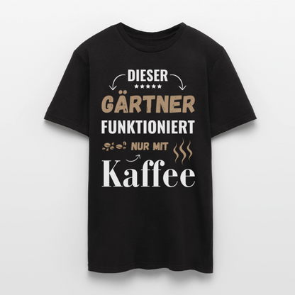 Männer T-Shirt "Dieser Gärtner funktioniert nur mit Kaffee" - Schwarz