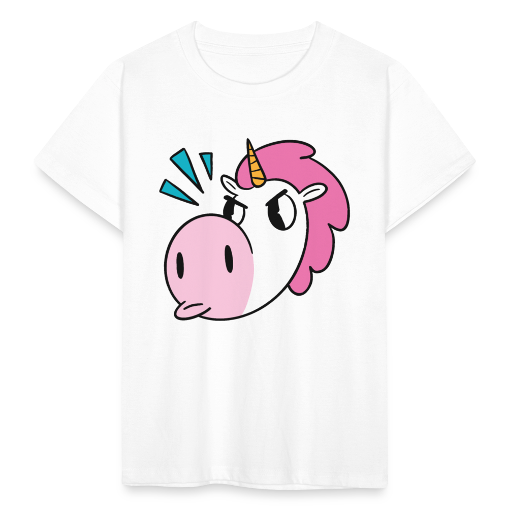 Kinder T-Shirt "Wütendes Einhorn" - Weiß