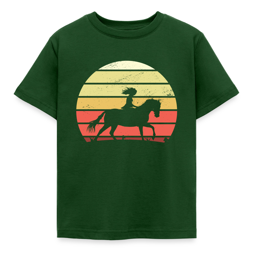 Kinder T-Shirt "Pferd im Retro-Stil" - Forstgrün 