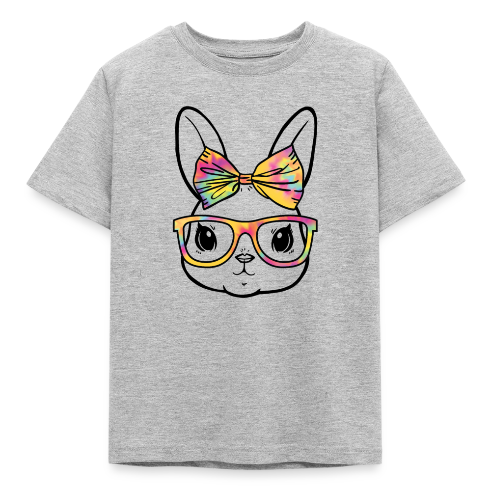 Kinder T-Shirt "Bunter Hase mit Brille" - Grau meliert