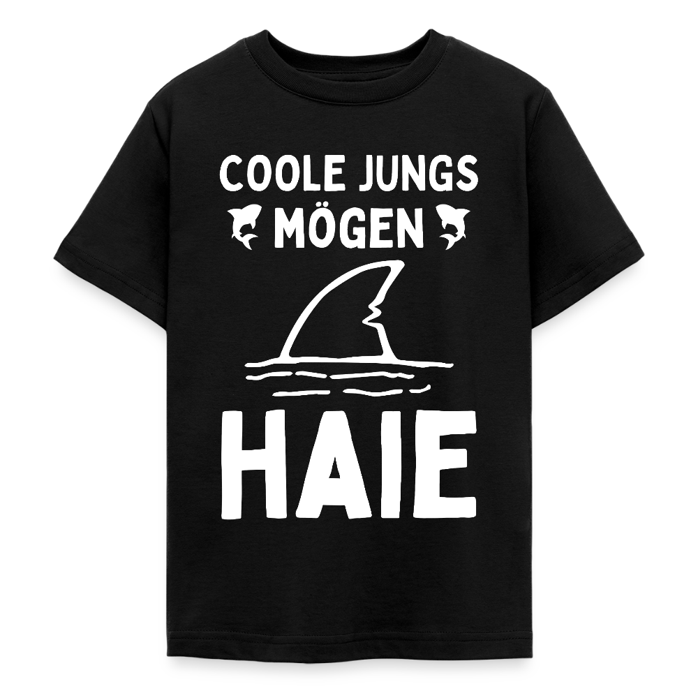 Teenager T-Shirt "Coole Jungs mögen Haie" - Schwarz