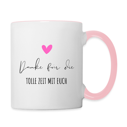Tasse "Danke für die tolle Zeit mit euch" - Weiß/Pink