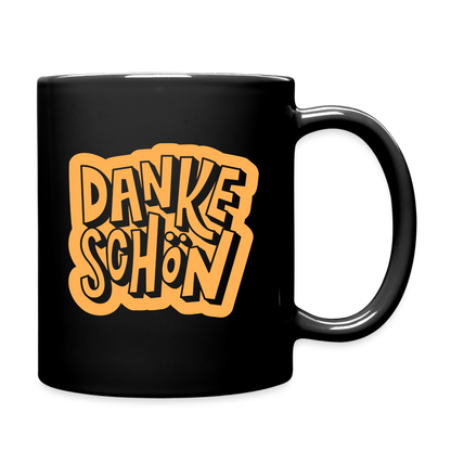 Tasse "Dankeschön" (Orangenes Motiv) - Schwarz
