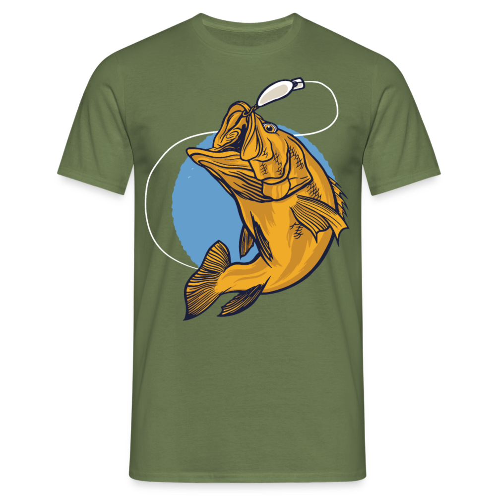 Männer T-Shirt "Gefangener Fisch" - Militärgrün