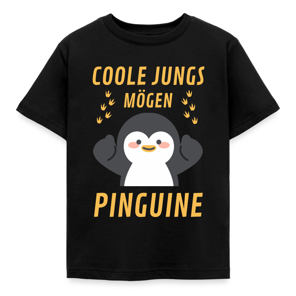 Kinder T-Shirt "Coole Jungs mögen Pinguine" - Schwarz