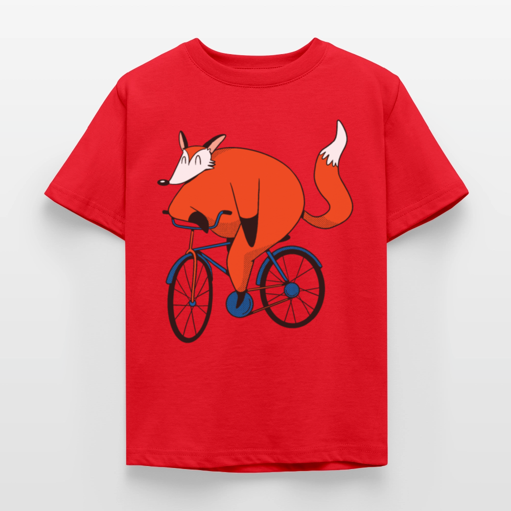 Kinder T-Shirt "Fuchs mit Fahrrad" - Rot