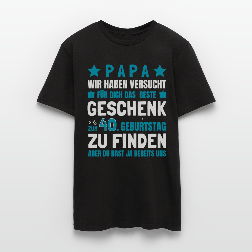 Männer T-Shirt "Papa - Das beste Geschenk zum 40. Geburtstag" - Schwarz