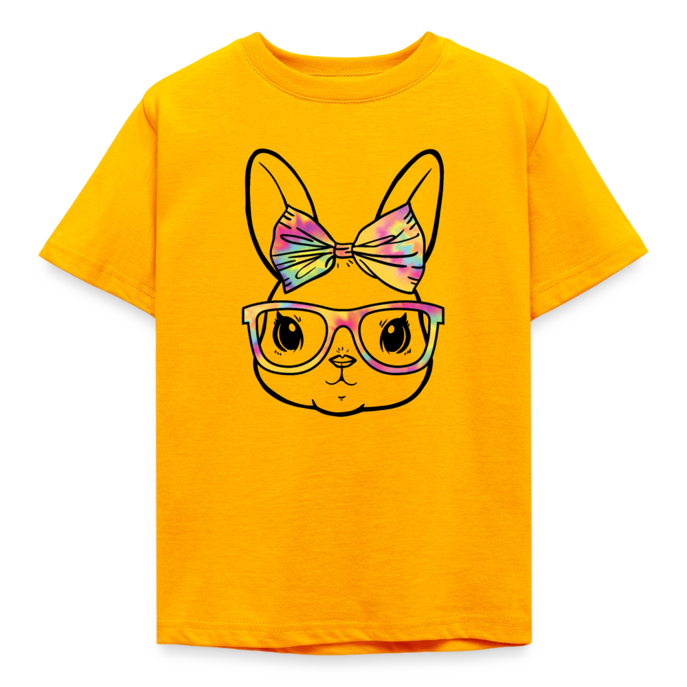 Kinder T-Shirt "Bunter Hase mit Brille" - Gold
