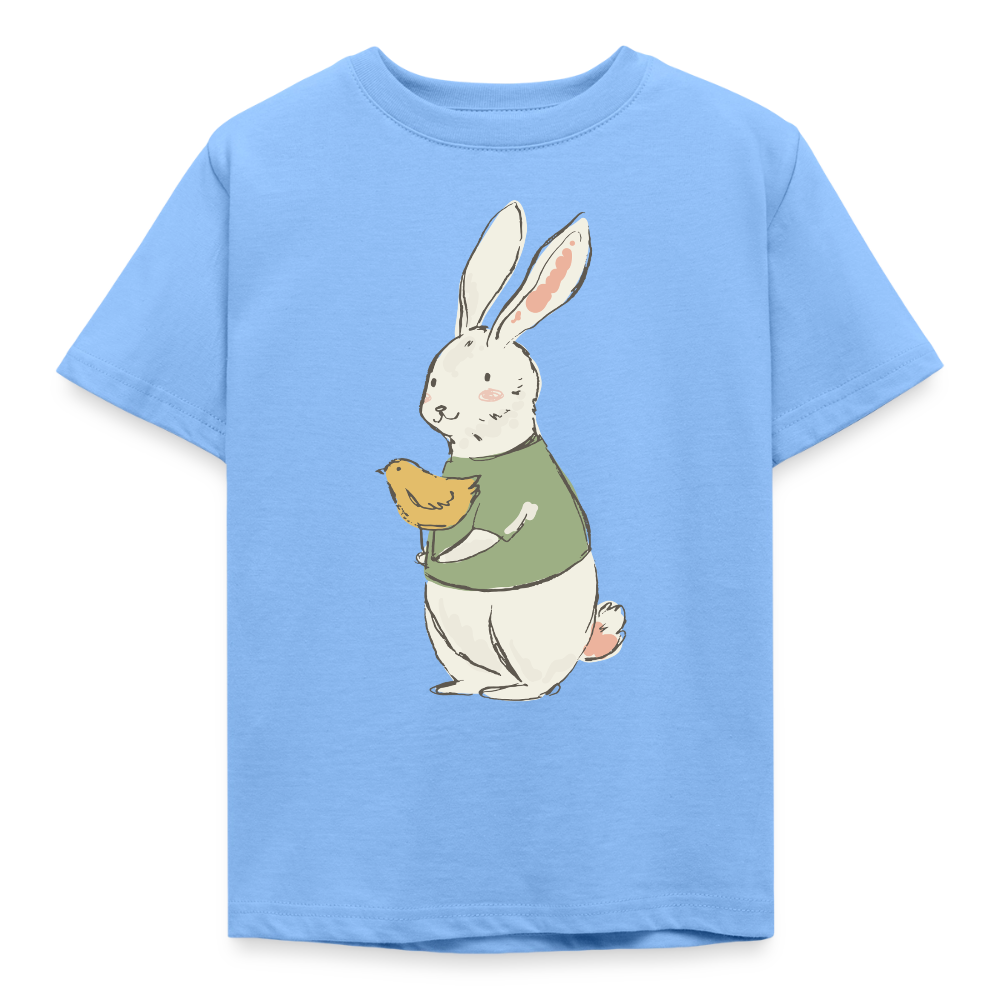 Kinder T-Shirt "Hase mit Huhn" - Himmelblau